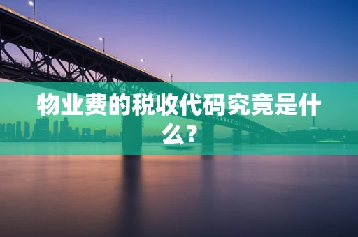 物业费的税收代码究竟是什么？