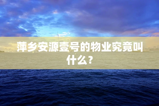 萍乡安源壹号的物业究竟叫什么？