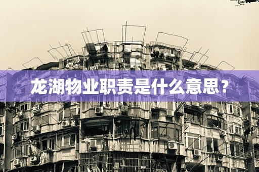 龙湖物业职责是什么意思？
