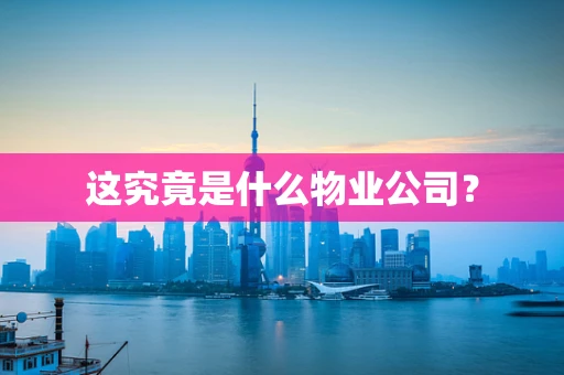 这究竟是什么物业公司？