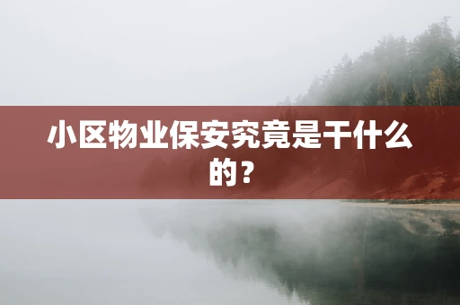 小区物业保安究竟是干什么的？