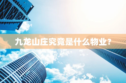 九龙山庄究竟是什么物业？